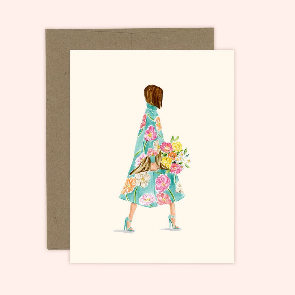 Floral Bouquet Girl Card