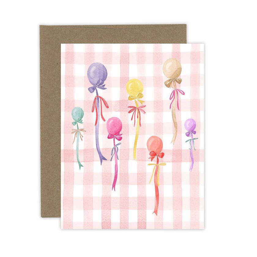 Bows, Balloons, and Gingham Card