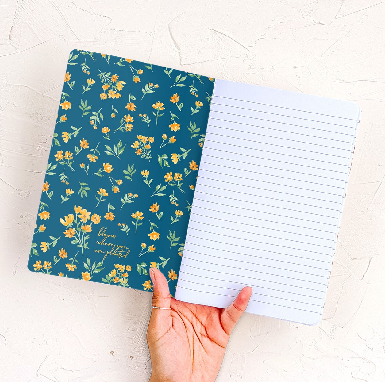 Yellow + Navy Florals Notebook