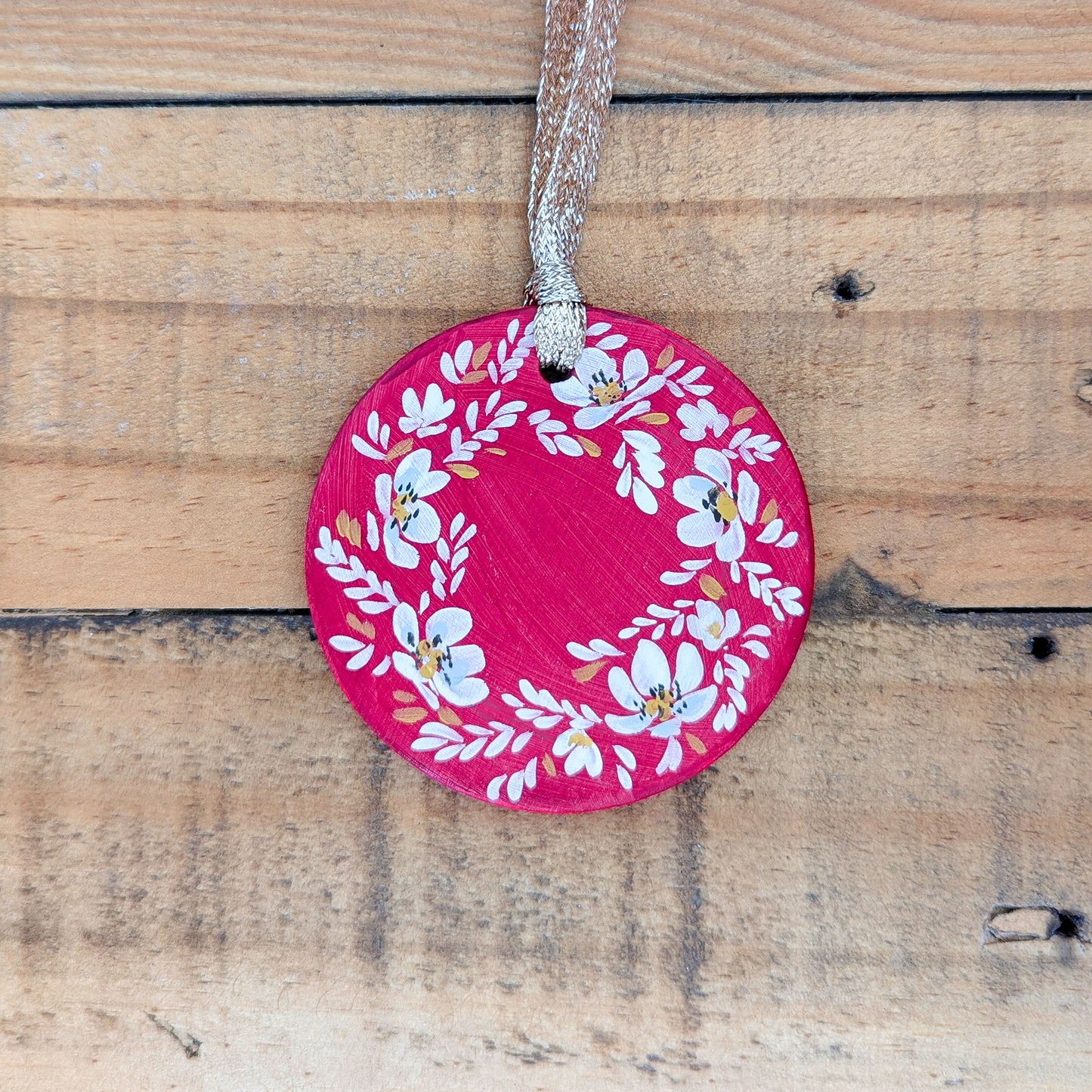 Red Floral Wreath Ornament