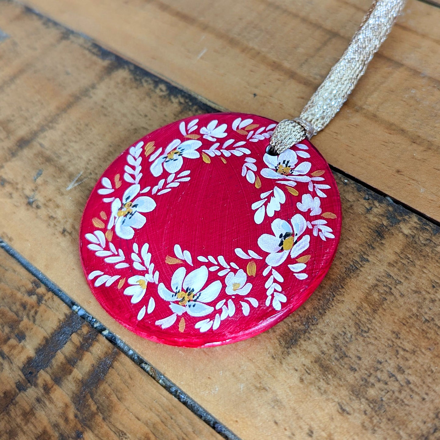 Red Floral Wreath Ornament