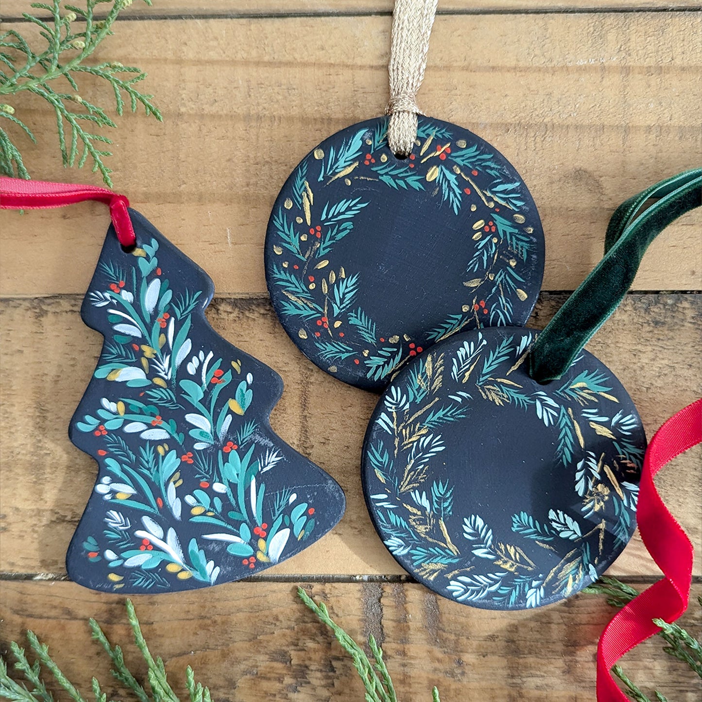 Evergreen & Gold Berries Wreath