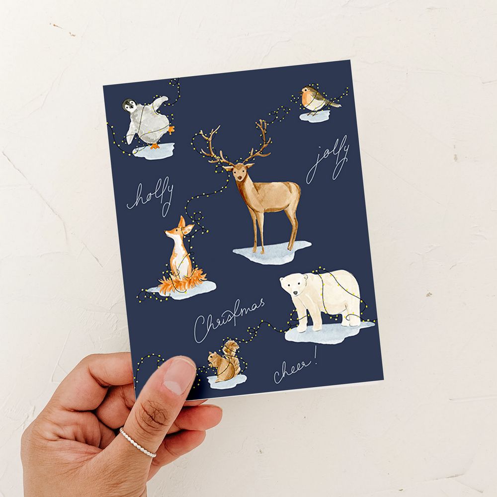 Holly Jolly Animal Christmas Cheer Card