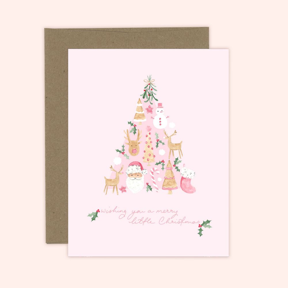 Pink Merry Little Christmas Card