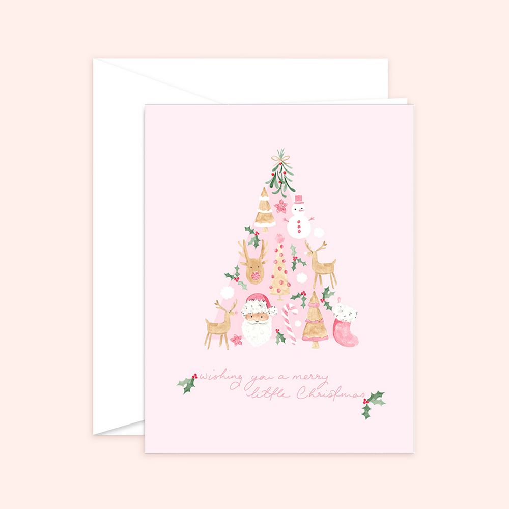 Pink Merry Little Christmas Card