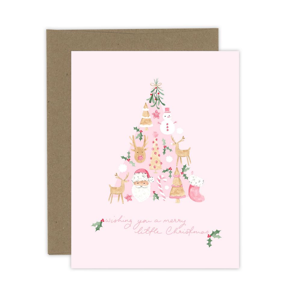 Pink Merry Little Christmas Card
