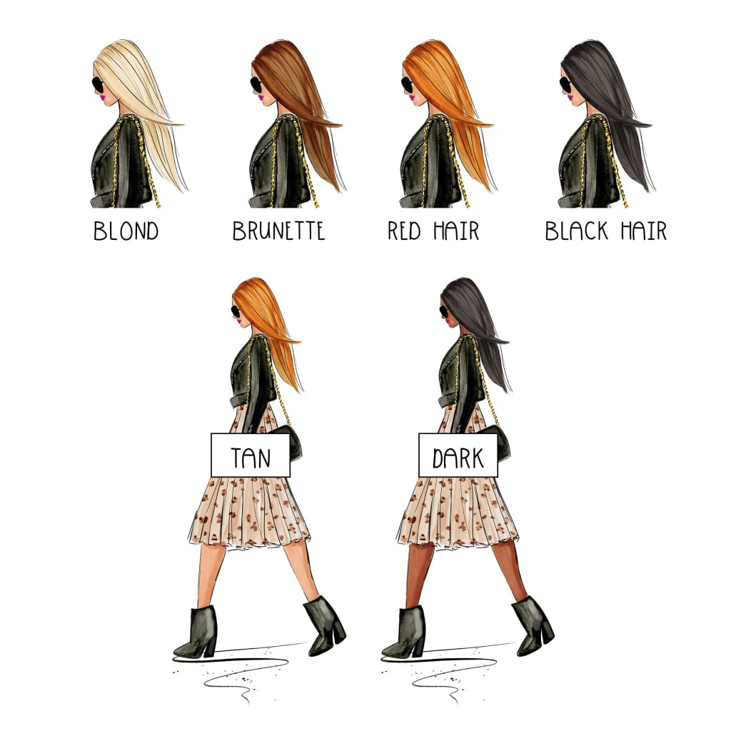 Faux Leather & Leopard Fashion - Select Hair Color/Skin Tone