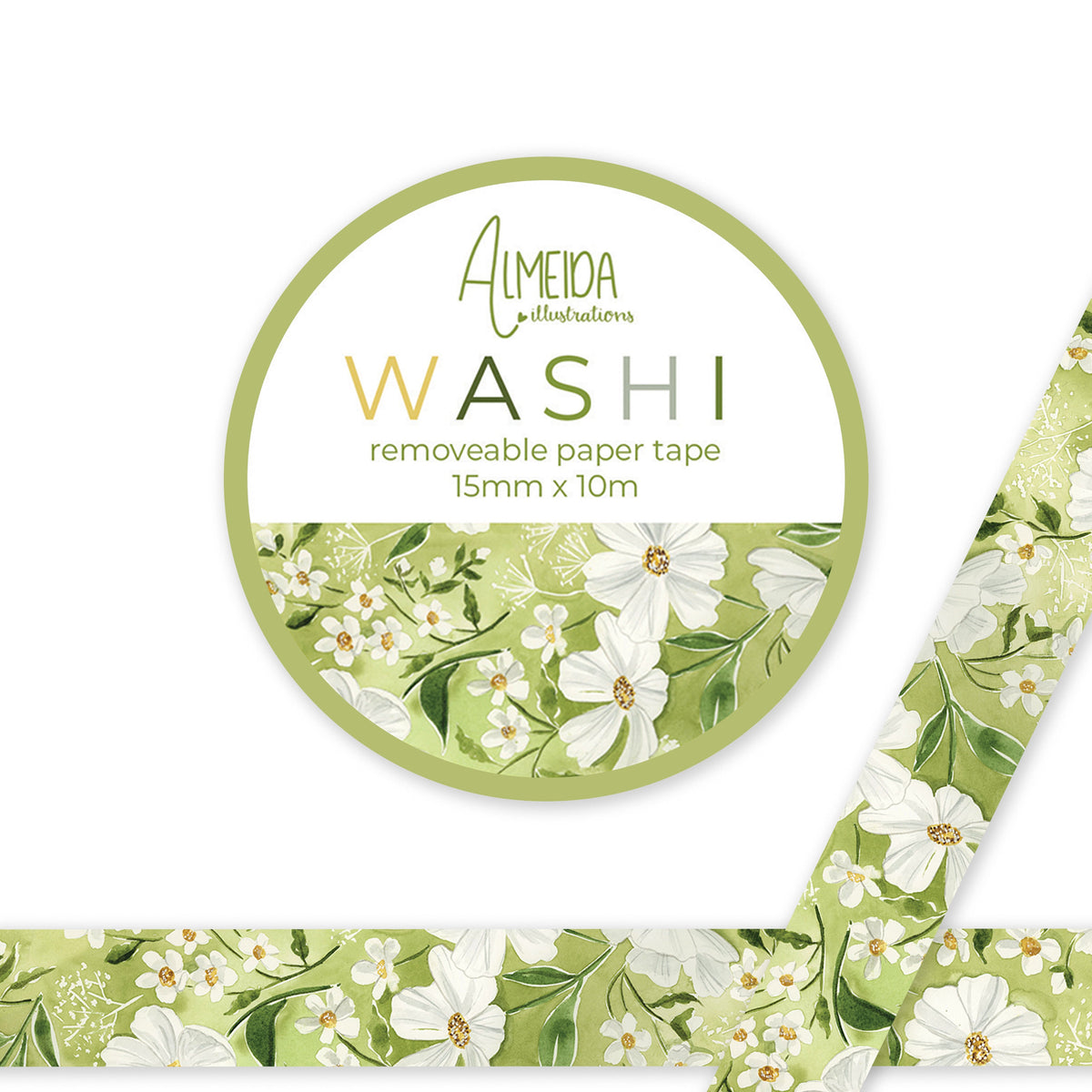 Green Florals Washi Tape