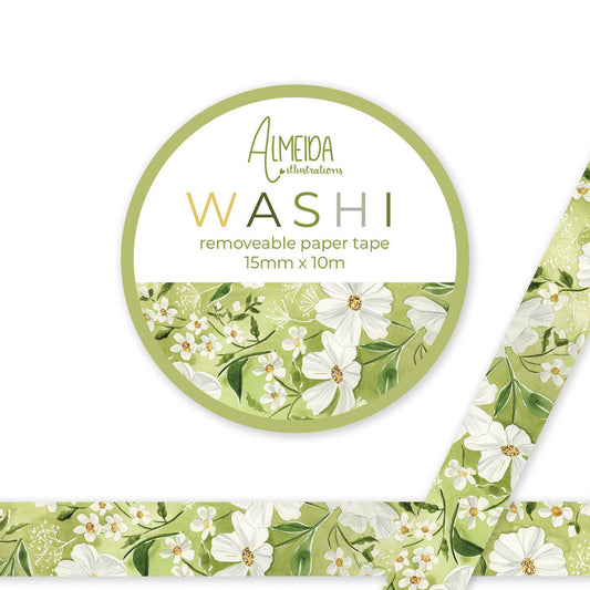 Green Florals Washi Tape
