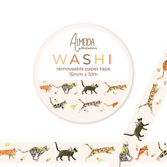Floral Cats Washi Tape
