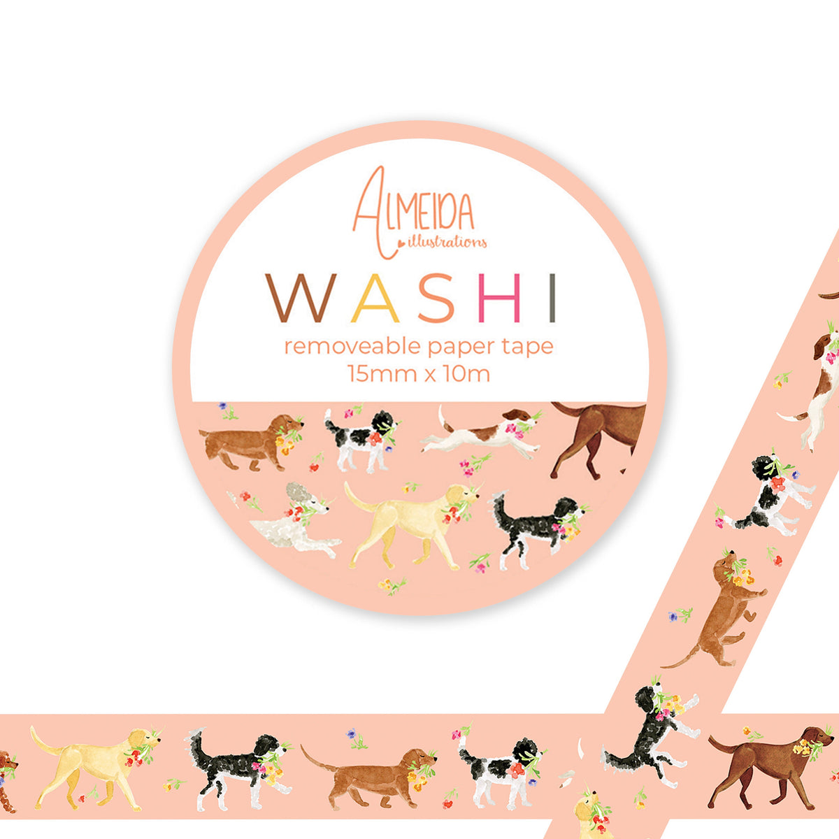 Floral Dogs Washi Tape