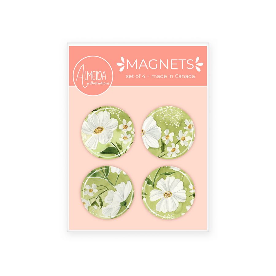 Green Florals Magnet Set