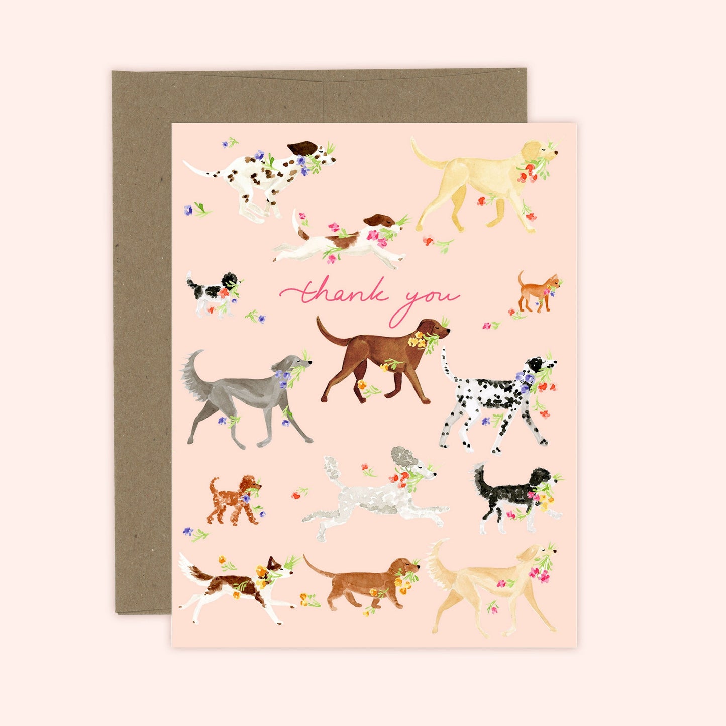 Thank you Dog Florals Card