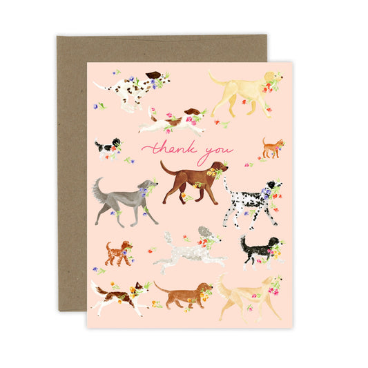 Thank you Dog Florals Card