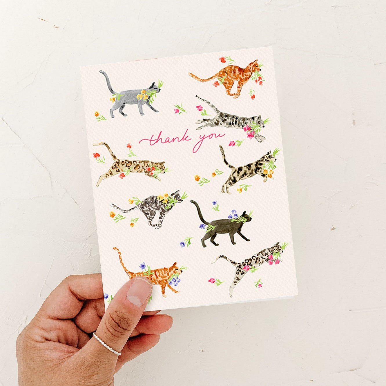 Thank you Cat Florals Card