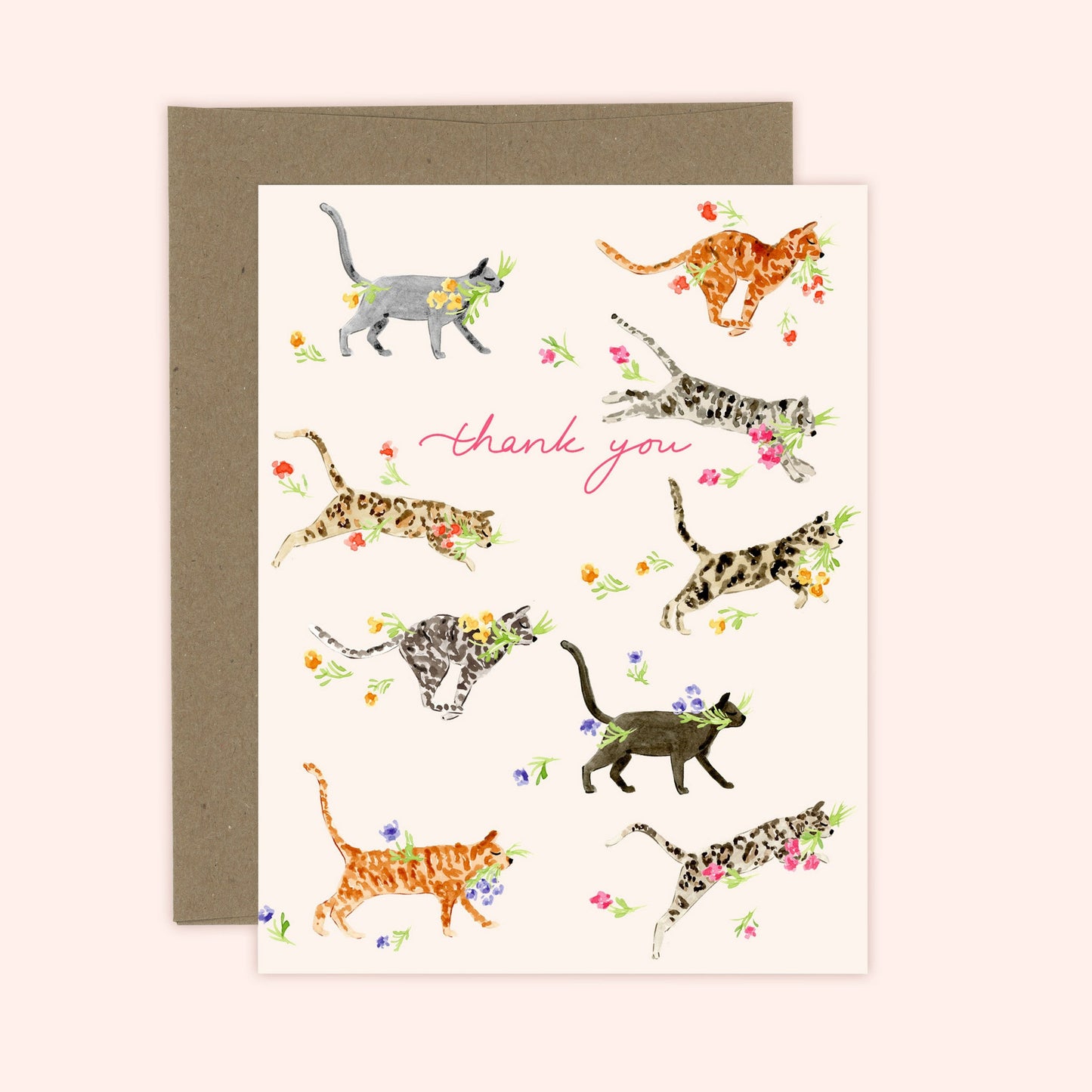 Thank you Cat Florals Card