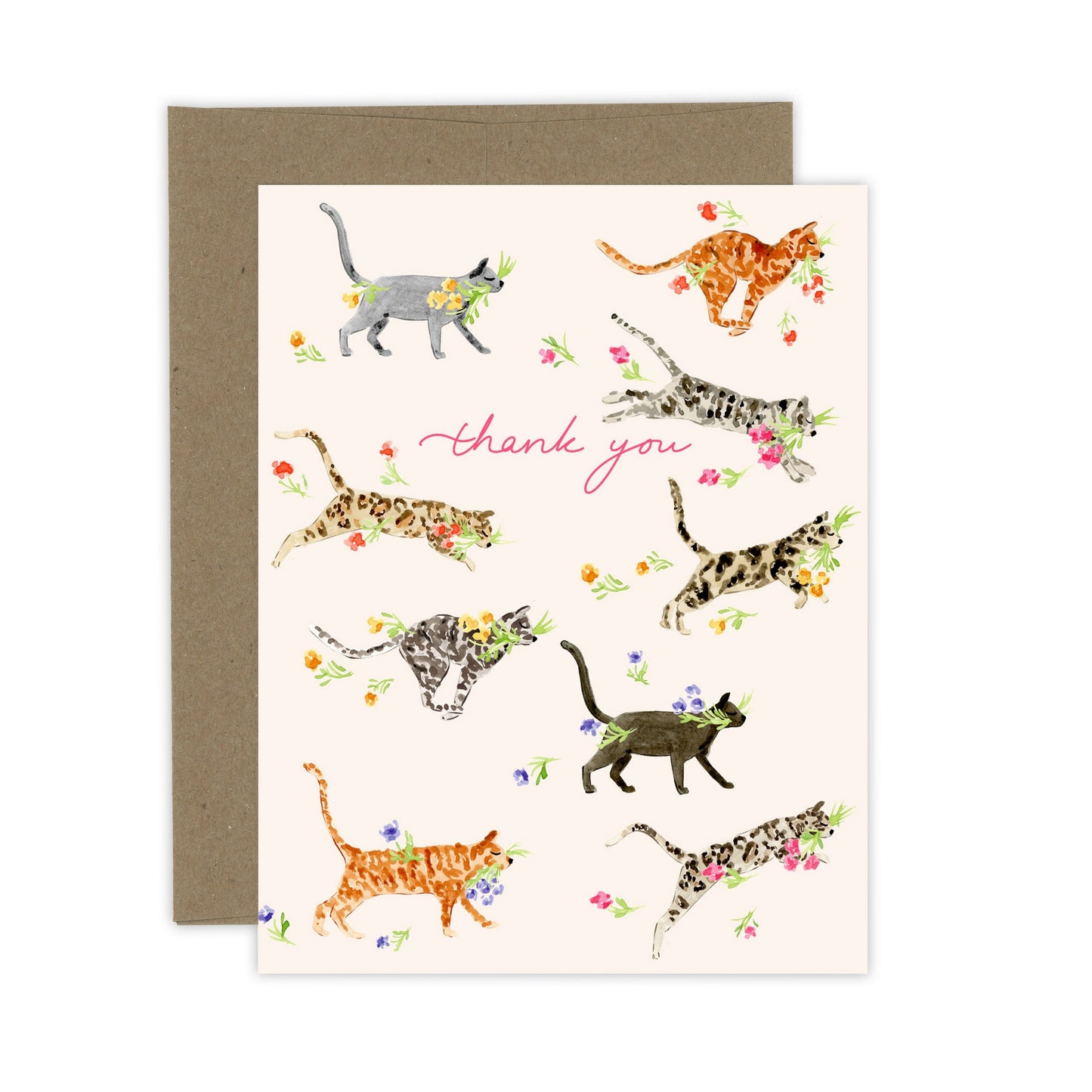 Thank you Cat Florals Card