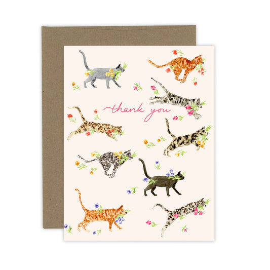 Thank you Cat Florals Card