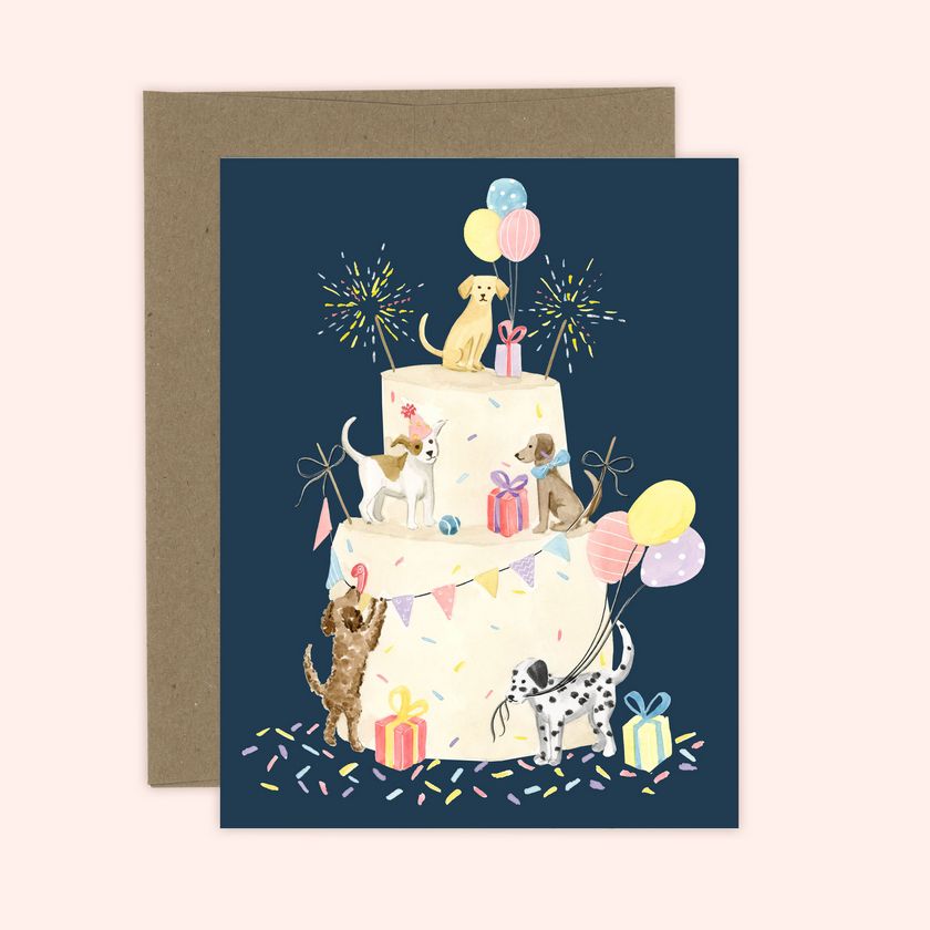 Party Dog Cake Card