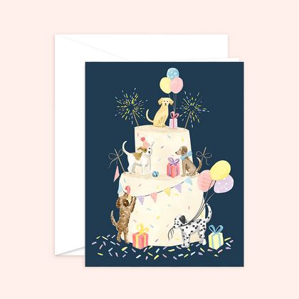 Party Dog Cake Card