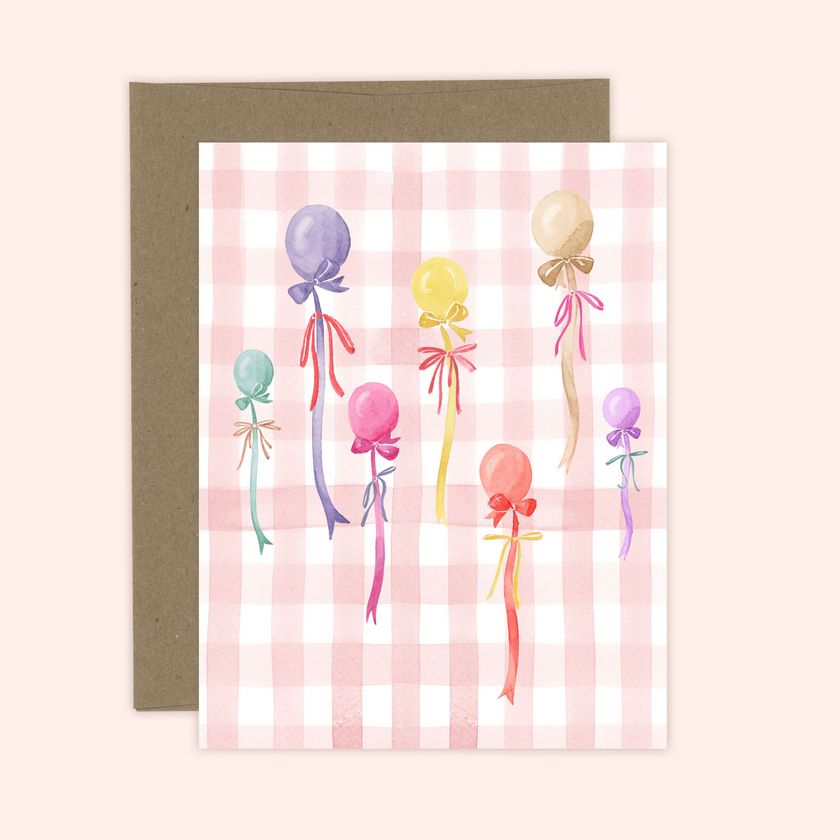 Bows, Balloons, and Gingham Card