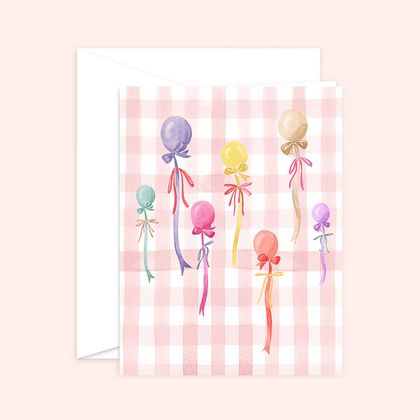 Bows, Balloons, and Gingham Card