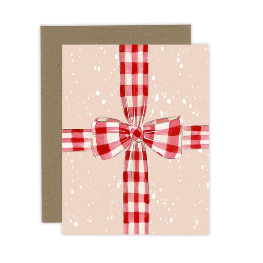 Red Gingham Bow Card
