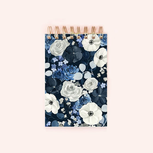 Navy Florals Spiral Notepad