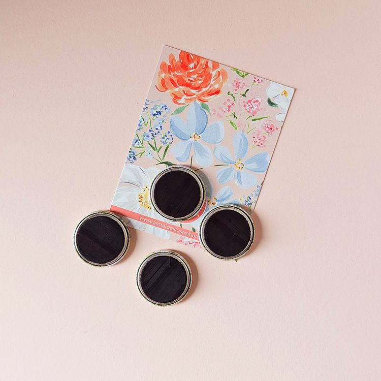 Green Florals Magnet Set