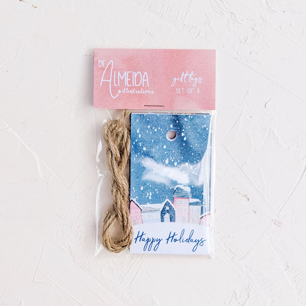 Almeida Illustrations Gift Tags, set of 8, twine included, packaging
