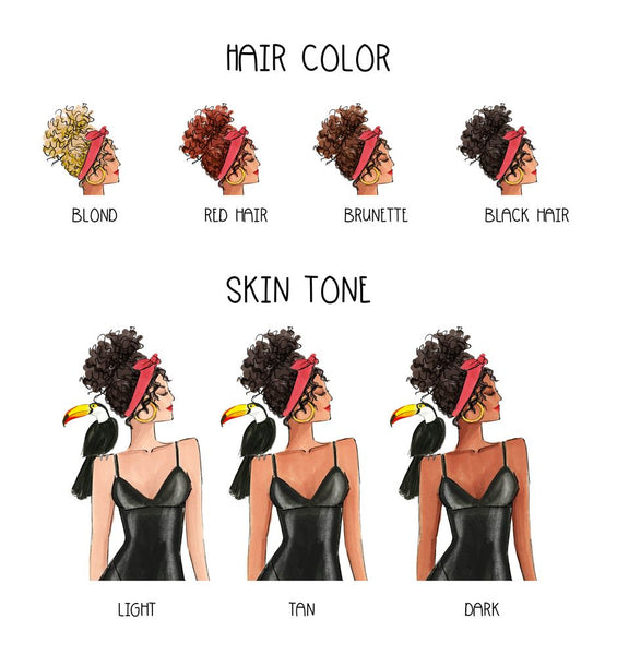 Birds of Paradise Girl -  Select Hair Color/Skin Tone