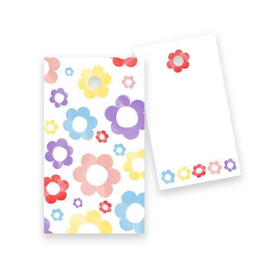 Almeida Illustrations FLower Power gift tags multicolored, front/back view