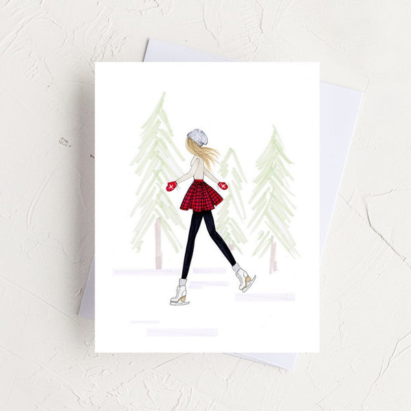 Figure Skater Christmas Greeting Card