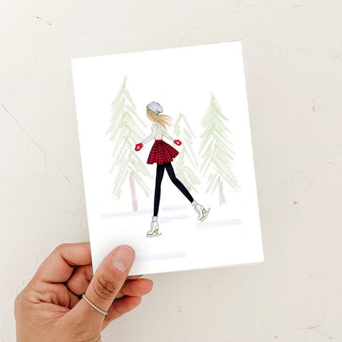 Figure Skater Christmas Greeting Card