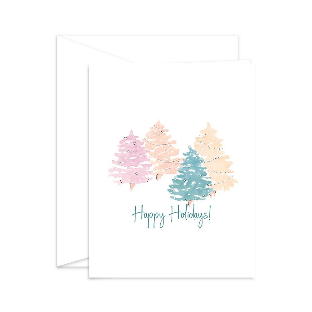 Pastel Holiday Trees Greeting Card