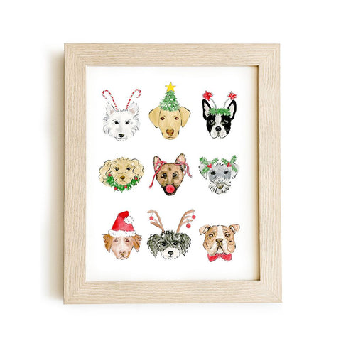 Christmas Dogs Art Print