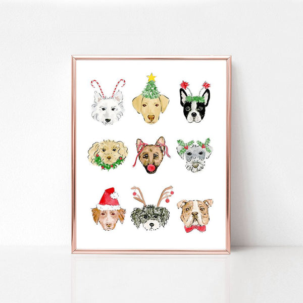 Christmas Dogs Art Print