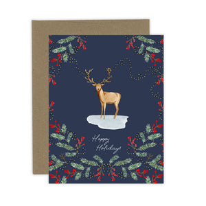 Happy Holidays Deer Christmas Card