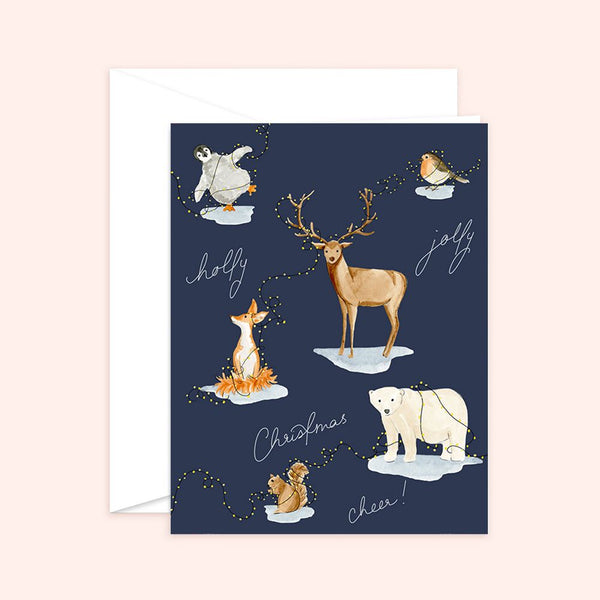 Holly Jolly Animal Christmas Cheer Card