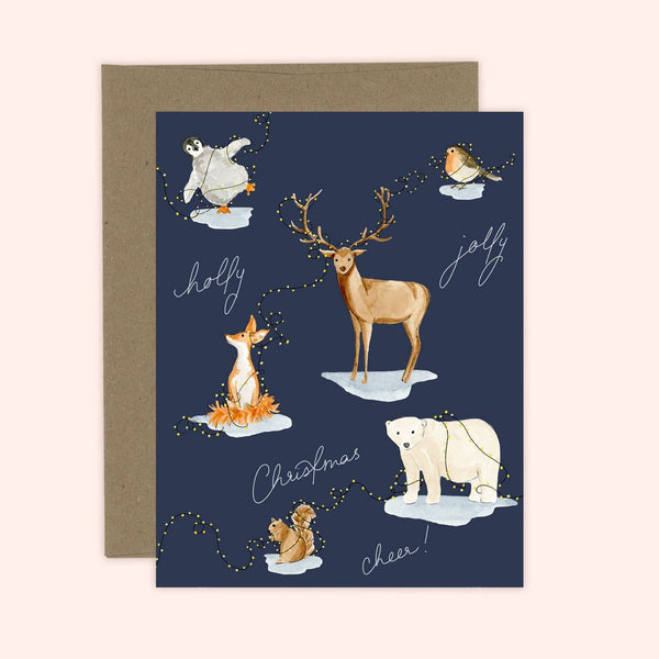 Holly Jolly Animal Christmas Cheer Card