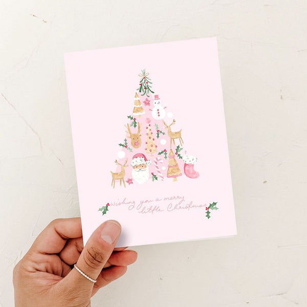 Pink Merry Little Christmas Card