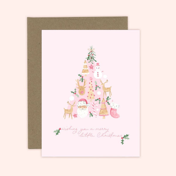 Pink Merry Little Christmas Card
