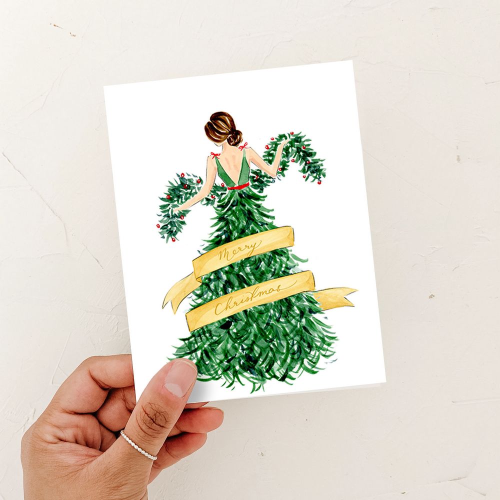 Merry Christmas Fashion Dress Card | Illustration Art