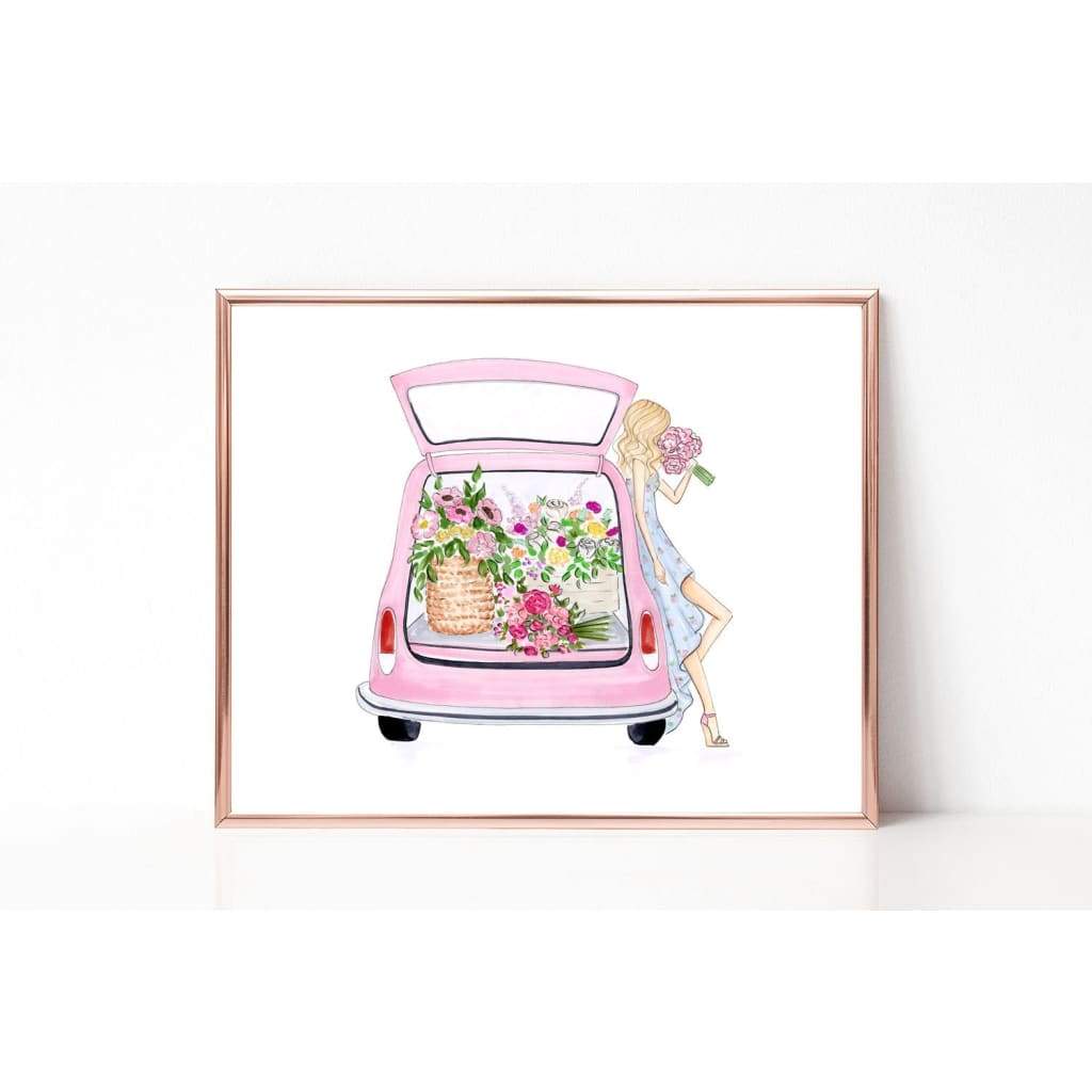 blond Beetle Trunk Florals  Art Print Fashion Illustrations- Select Hair Color wall decor