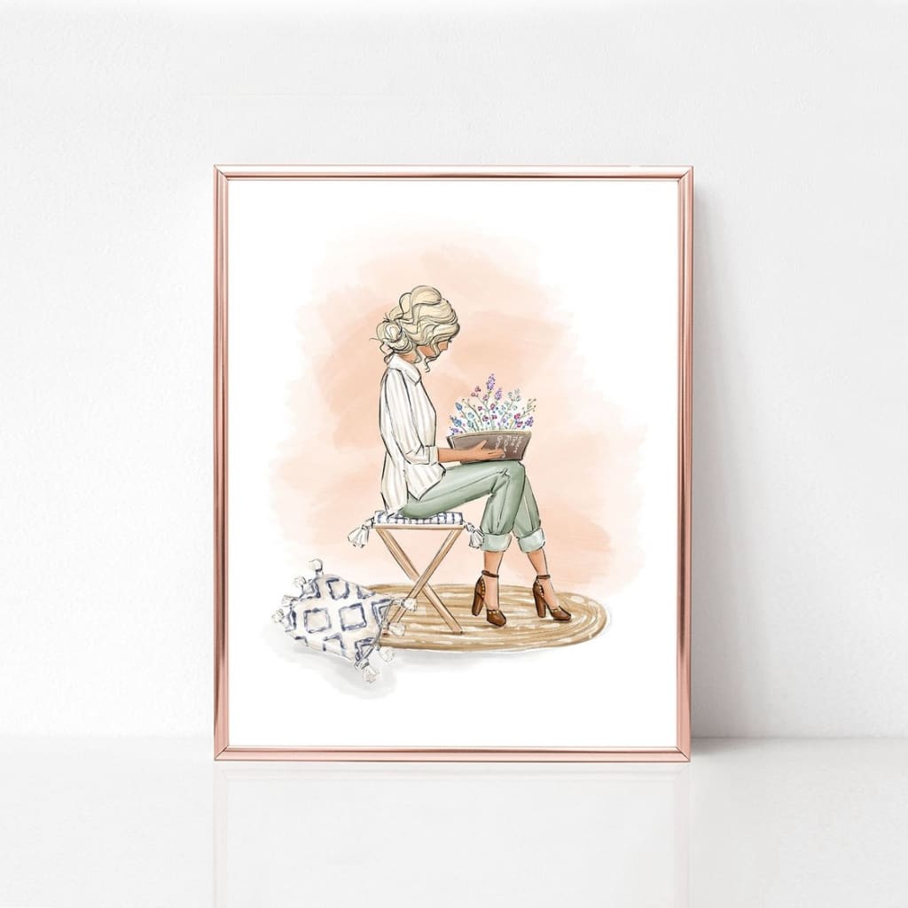 Books & Tassels - Select Hair Color/Skin Tone - Art Print