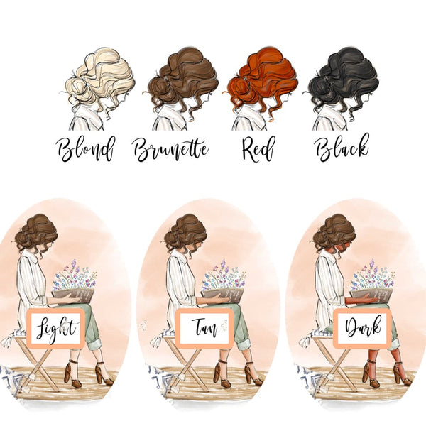 Books & Tassels - Select Hair Color/Skin Tone - Art Print