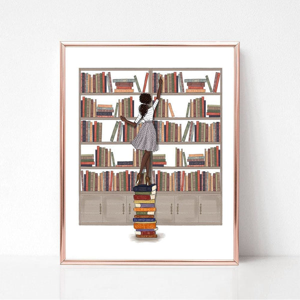 Bookworm Library - Select Hair Color/Skin Tone - Art Print