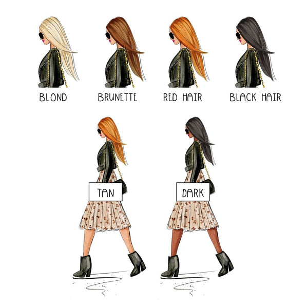 Faux Leather & Leopard Fashion - Select Hair Color/Skin Tone