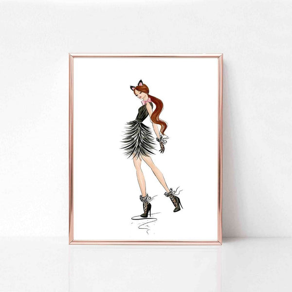 Halloween Darling Art Print - White - Select Hair Color