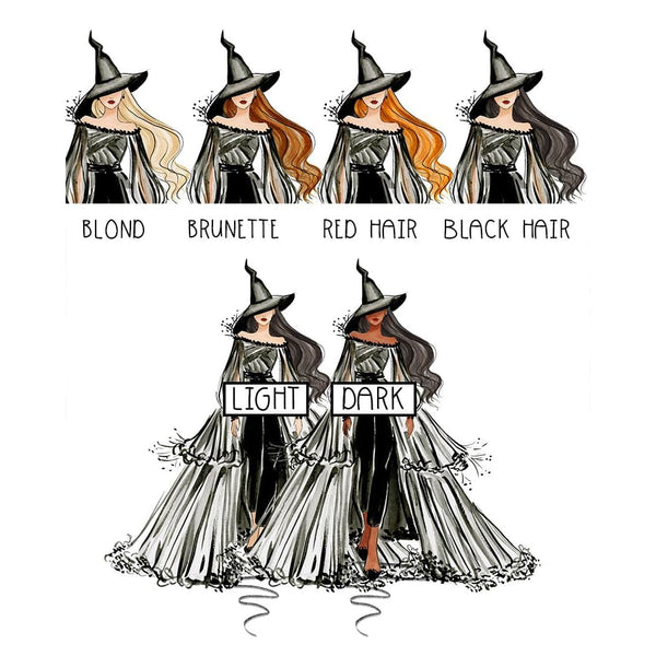 Halloween Witch - Select Hair Color/Skin Tone - Art Print